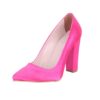 Fushcia Satin Chunky Heel Shoes for Women MA-023