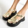 Gold Closed Toe Sandals for Women TA-05