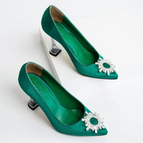 Green Rhinestone High Heel MA-047