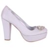 Silver Platform Heels with Bows RA-026