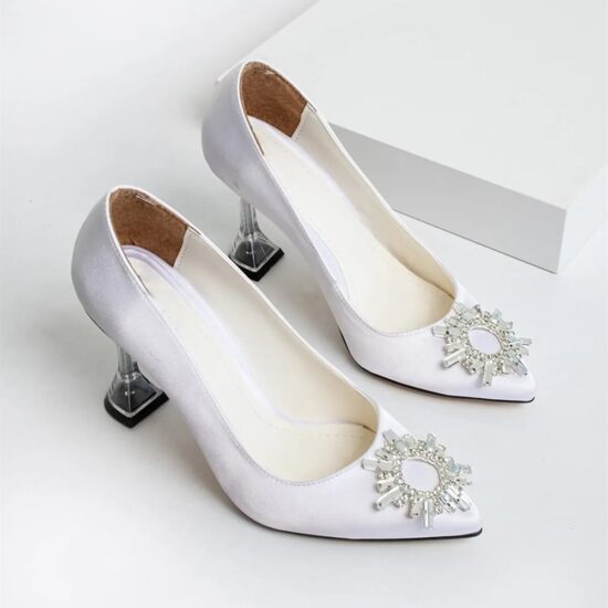 White Rhinestone High Heel MA-047