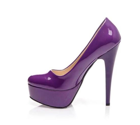 Purple Shiny Platform Stiletto Heels for Women MA-008