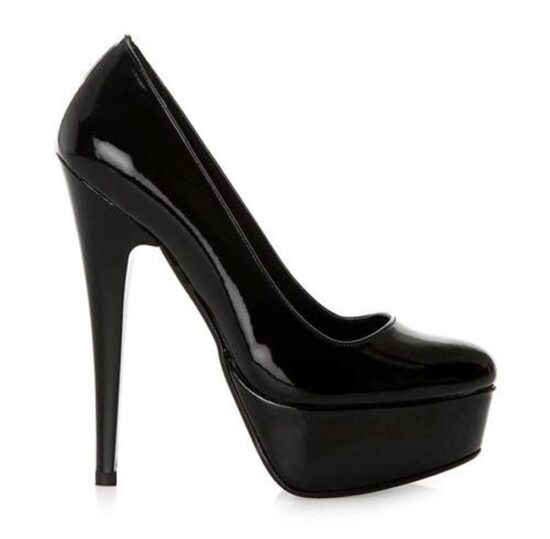 Black Shiny Platform Stiletto Heels for Women MA-008