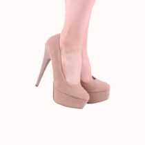 Beige Suede Platform Stiletto Heels for Women MA-008