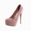 Beige Suede Platform Stiletto Heels for Women MA-008