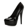 Black Shiny Platform Stiletto Heels for Women MA-008