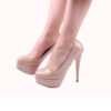 Beige Shiny Platform Stiletto Heels for Women MA-008