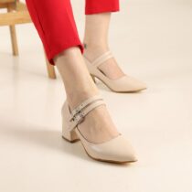 Beige Strappy Low Heels for Women RA-020