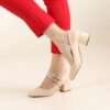 Beige Strappy Low Heels for Women RA-020