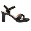 Black Skin Ankle Strap Block Heels for Women RA-160