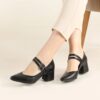 Black Strappy Low Heels for Women RA-020