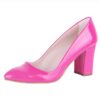 Fushcia Shiny Low Heel Dress Shoes for Ladies MA-024