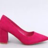 Fushcia Suede Low Heel Dress Shoes for Ladies MA-024