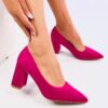 Fushcia Suede Low Heel Dress Shoes for Ladies MA-024