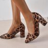 Leopard Print Low Heel Dress Shoes for Ladies MA-024