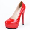 Red Shiny Platform Stiletto Heels for Women MA-008