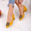 Mustard Low Heel Wedding Shoes with Pearls RA-1620