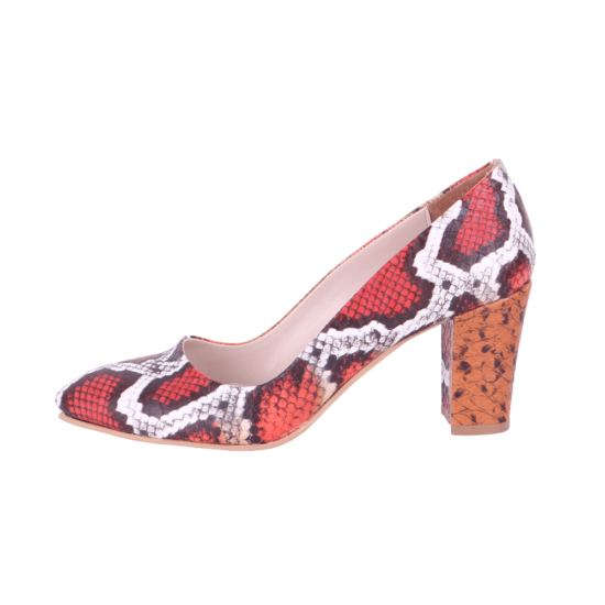 Orange Print Low Heel Dress Shoes for Ladies MA-024