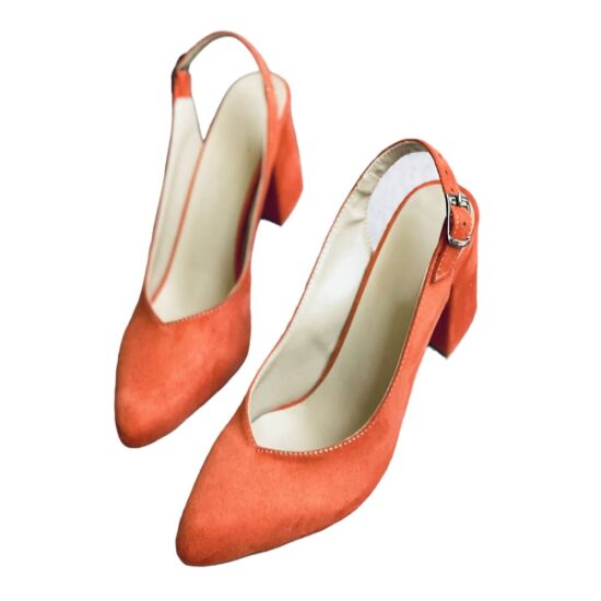 Orange Suede Ankle Strap Heels for Women MA-028