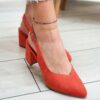 Orange Suede Ankle Strap Heels for Women MA-028