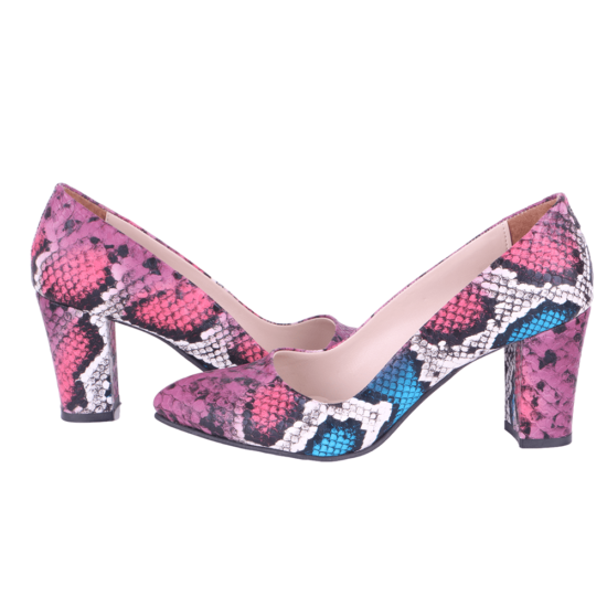 Pink Print Low Heel Dress Shoes for Ladies MA-024