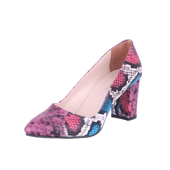 Pink Print Low Heel Dress Shoes for Ladies MA-024