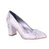 Silver Print Low Heel Dress Shoes for Ladies MA-024