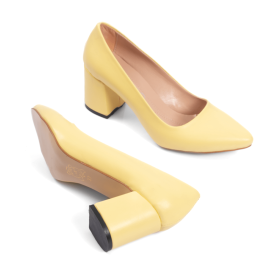 Yellow Low Heel Dress Shoes for Ladies MA-024