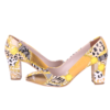 Yellow Print Low Heel Dress Shoes for Ladies MA-024