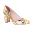 Yellow Print Low Heel Dress Shoes for Ladies MA-024