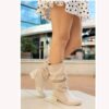 Beige Block Heel Slouchy Boots for Women AL-208