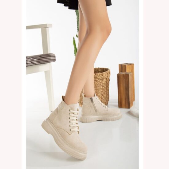 Beige Casual Women's Boots With Zipper AL-207