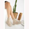 Beige Casual Women's Boots With Zipper AL-207