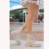 Beige Fall Ankle Boots Women Casual Winter Shoes AL-215