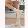 Beige Fall Ankle Boots Women Casual Winter Shoes AL-215