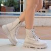 Beige Fall Ankle Boots Women Casual Winter Shoes AL-215