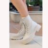 Beige Fall and Winter Business Casual Boots for Women AL-216