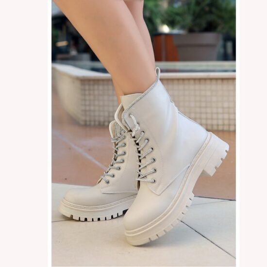 Beige Fall and Winter Business Casual Boots for Women AL-216