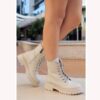 Beige Fall and Winter Business Casual Boots for Women AL-216