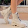 Beige Fall and Winter Business Casual Boots for Women AL-216