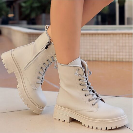 Beige Fall and Winter Business Casual Boots for Women AL-216