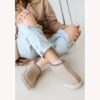 Beige Low Heel Winter Dress Shoes for Women AL-218