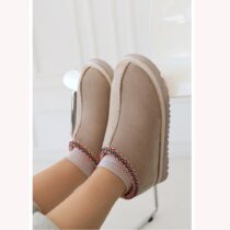 Beige Low Heel Winter Dress Shoes for Women AL-218