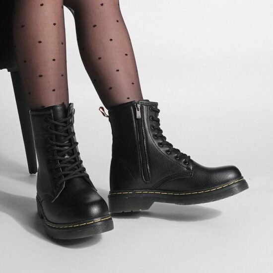 Black Lace up Boots for Women Knee High HS-01