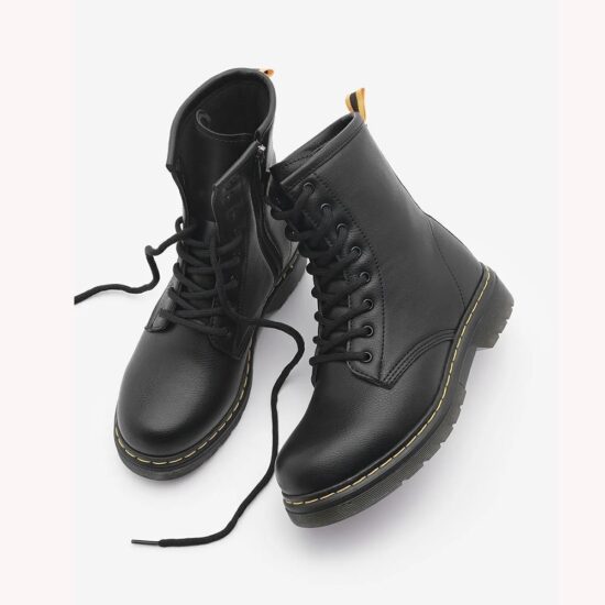 Black Lace up Boots for Women Knee High HS-01