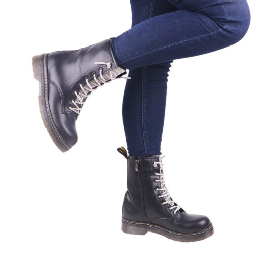 Black Lace up Boots for Women with Rhinestone HS-02