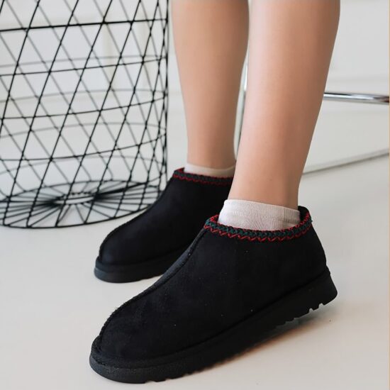 Black Low Heel Winter Dress Shoes for Women AL-218