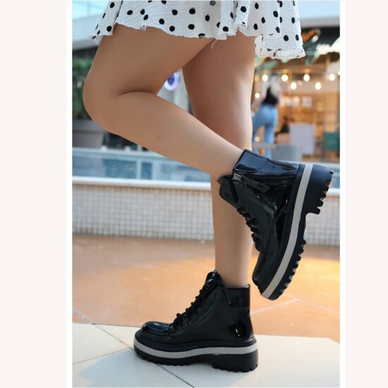 Black Orthopedic Lace up Boots for Women Knee High AL-206