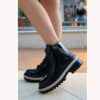 Black Orthopedic Lace up Boots for Women Knee High AL-206