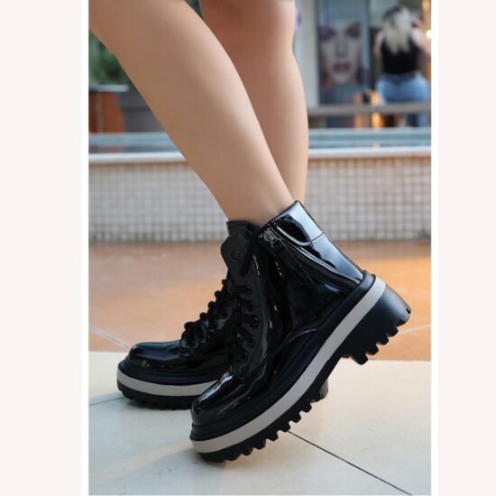 Black Orthopedic Lace up Boots for Women Knee High AL-206